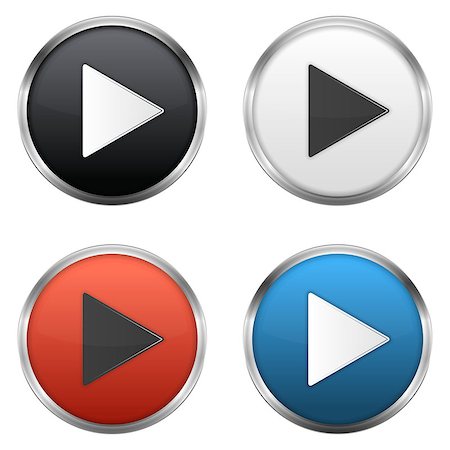 Metallic play buttons set,  vector eps10 illustration Stock Photo - Budget Royalty-Free & Subscription, Code: 400-07266696