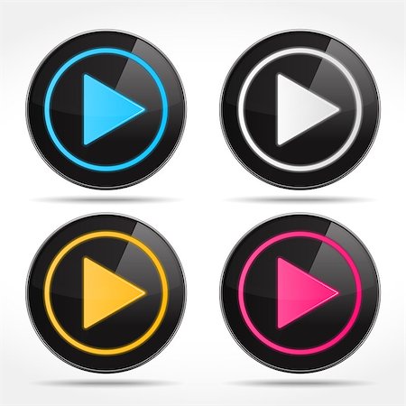 Set of play buttons, vector eps10 illustration Stock Photo - Budget Royalty-Free & Subscription, Code: 400-07266712