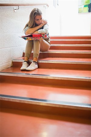 simsearch:400-07267769,k - Upset student sitting on stairs in college Stock Photo - Budget Royalty-Free & Subscription, Code: 400-07267763