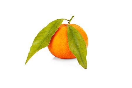 simsearch:400-04433511,k - One tangerine with leaves isolayed on white background Stock Photo - Budget Royalty-Free & Subscription, Code: 400-07268040