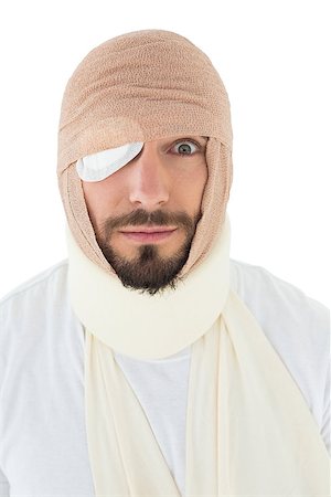 eye patch - Close-up portrait of a young man with head tied up in bandage over  white background Stock Photo - Budget Royalty-Free & Subscription, Code: 400-07269924