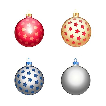 round ornament hanging of a tree - Multicolour christmas balls isolated on white background Stock Photo - Budget Royalty-Free & Subscription, Code: 400-07260299