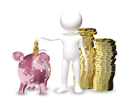 3d illustration of a man with piggy bank Stock Photo - Budget Royalty-Free & Subscription, Code: 400-07260336