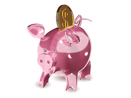 3d illustration of a pink piggy bank Stock Photo - Budget Royalty-Free & Subscription, Code: 400-07260337