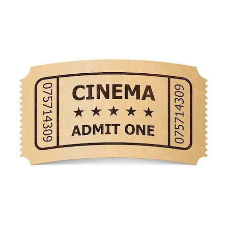 simsearch:400-05369413,k - Retro style cinema ticket isolated on white. Vintage symbol of film industry. Entertainment and leisure. Photographie de stock - Aubaine LD & Abonnement, Code: 400-07260340