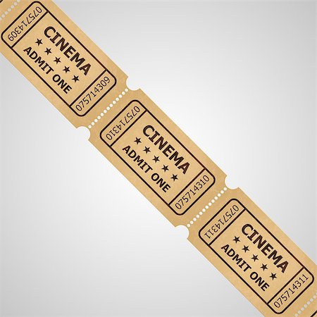 simsearch:400-05369413,k - Three cinema tickets in retro style. Vintage symbol of film industry. Entertainment and leisure. Photographie de stock - Aubaine LD & Abonnement, Code: 400-07260341