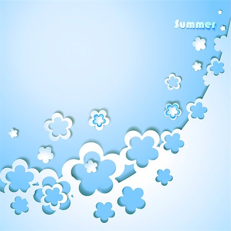 paper shadows vector - Blue background with paper flowers Stock Photo - Budget Royalty-Free & Subscription, Code: 400-07260397
