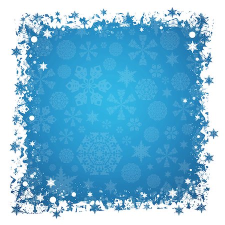 sleet - Christmas frame. White and blue snowflakes. White background Stock Photo - Budget Royalty-Free & Subscription, Code: 400-07260440