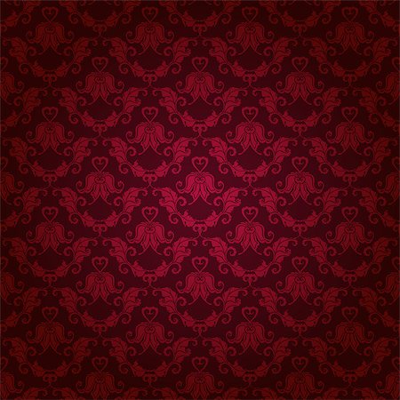 simsearch:400-05132616,k - Damask seamless floral pattern. Royal wallpaper. Floral ornaments on a red background. Vector illustration EPS10. Stock Photo - Budget Royalty-Free & Subscription, Code: 400-07260512