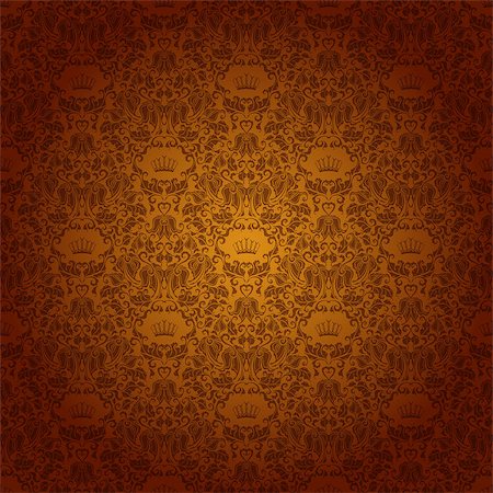 simsearch:400-05132616,k - Damask seamless floral pattern. Royal wallpaper. Flowers, crowns on a gold background. EPS 10 Stock Photo - Budget Royalty-Free & Subscription, Code: 400-07260523