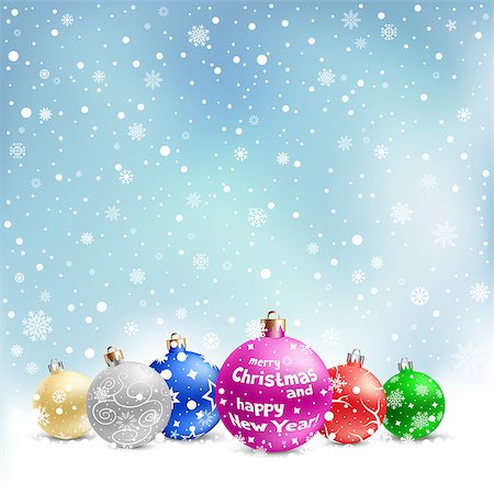 The multicolored christmas bauble on the light blue mesh background Stock Photo - Budget Royalty-Free & Subscription, Code: 400-07260589