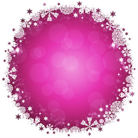 Christmas frame. White and pink snowflakes. White background Stock Photo - Budget Royalty-Free & Subscription, Code: 400-07260599