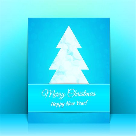 simsearch:400-09119603,k - Blue Greeting card background with Christmas tree Photographie de stock - Aubaine LD & Abonnement, Code: 400-07260633