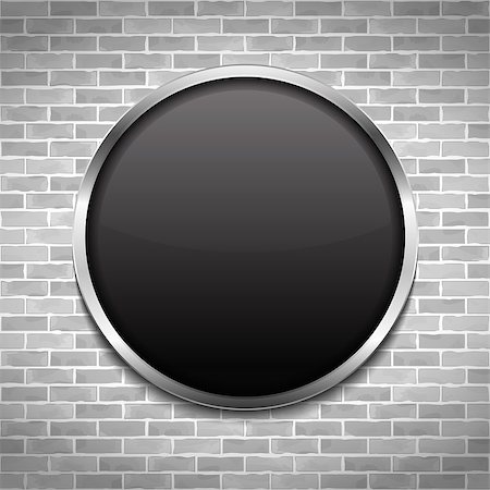 simsearch:400-05682645,k - Round black board on brick wall, vector eps10 illustration Foto de stock - Super Valor sin royalties y Suscripción, Código: 400-07260785