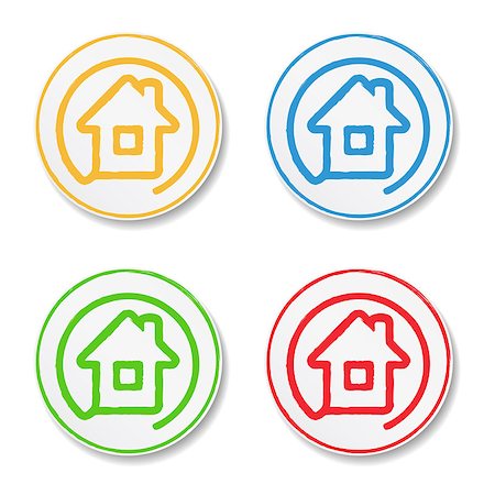 Stickers with house icon, vector eps10 illustration Stock Photo - Budget Royalty-Free & Subscription, Code: 400-07260791
