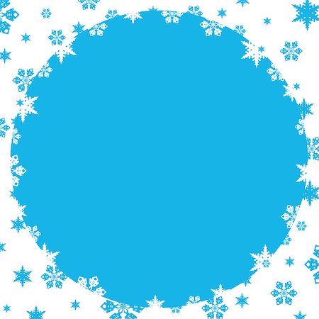 Christmas frame. White and blue snowflakes. White background Stock Photo - Budget Royalty-Free & Subscription, Code: 400-07260958