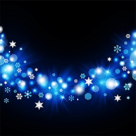 Christmas frame. Blue snowflakes on a dark background Stock Photo - Budget Royalty-Free & Subscription, Code: 400-07260959