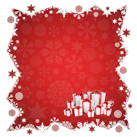 simsearch:400-08676989,k - Christmas frame. Snowflakes and gift. White background Foto de stock - Super Valor sin royalties y Suscripción, Código: 400-07260965