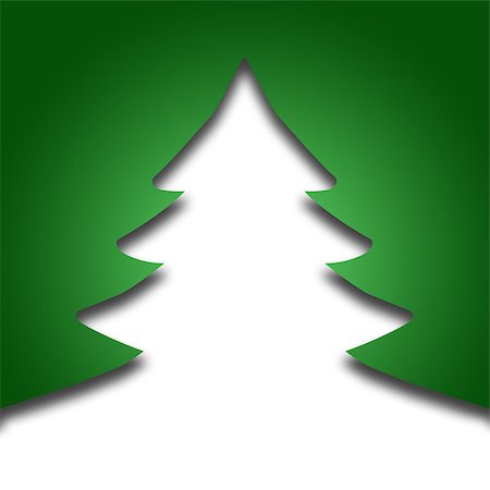 simsearch:400-07548535,k - Christmas tree. Green and white. Silhuet tree on white background Fotografie stock - Microstock e Abbonamento, Codice: 400-07260966