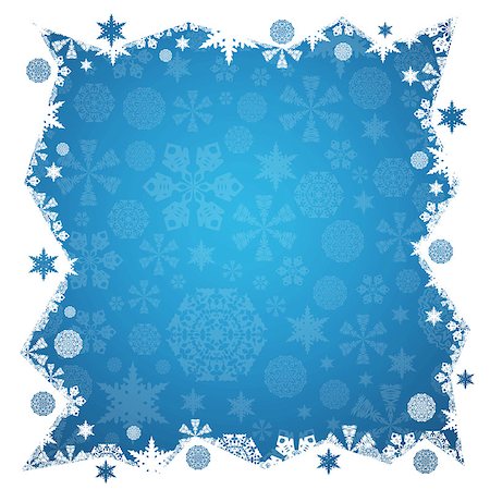 Christmas frame. White and blue snowflakes. White background Stock Photo - Budget Royalty-Free & Subscription, Code: 400-07260971