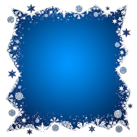 sleet - Christmas frame. White and blue snowflakes. White background Stock Photo - Budget Royalty-Free & Subscription, Code: 400-07260973