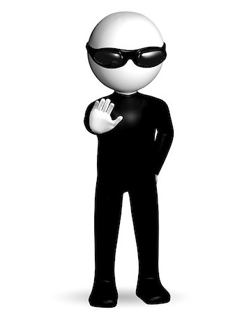 récolté - 3d illustration of a security guard in dark glasses Foto de stock - Super Valor sin royalties y Suscripción, Código: 400-07261002