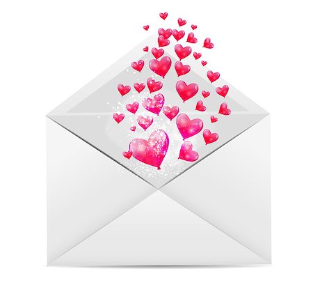 simsearch:400-04085192,k - Valentine`s Day Card with Envelope and Heart Vector Illustration Photographie de stock - Aubaine LD & Abonnement, Code: 400-07261021