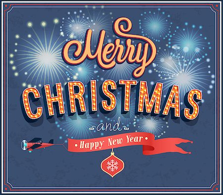 simsearch:400-08647286,k - Merry Christmas typographic design. Vector illustration. Foto de stock - Super Valor sin royalties y Suscripción, Código: 400-07261057