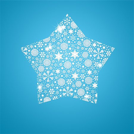 simsearch:400-08713262,k - Silhouette Star filled with snowflakes. Christmas card Stock Photo - Budget Royalty-Free & Subscription, Code: 400-07261212