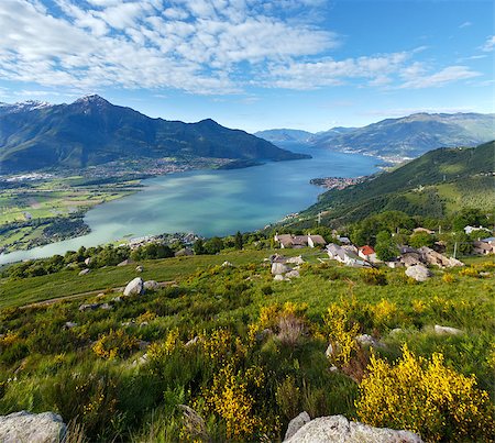 Alpine Lake Como summer  view from mountain top (Italy) Stock Photo - Budget Royalty-Free & Subscription, Code: 400-07261252