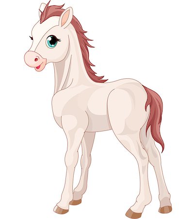 simsearch:400-04355915,k - Cartoon illustration of cute horse foal Fotografie stock - Microstock e Abbonamento, Codice: 400-07261279