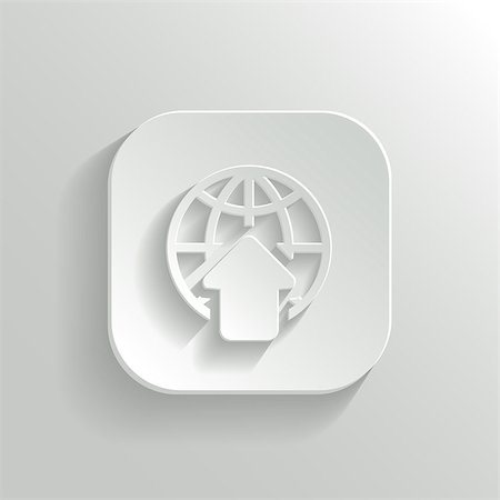 Globe icon - vector white app button with shadow Stock Photo - Budget Royalty-Free & Subscription, Code: 400-07261445