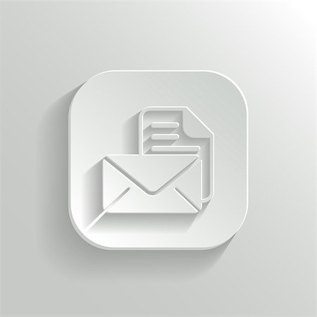 Mail icon - vector white app button with shadow Stock Photo - Budget Royalty-Free & Subscription, Code: 400-07261457