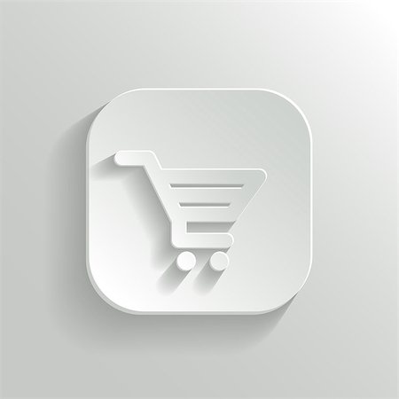 simsearch:400-04442555,k - Shopping cart icon - vector white app button with shadow Photographie de stock - Aubaine LD & Abonnement, Code: 400-07261478