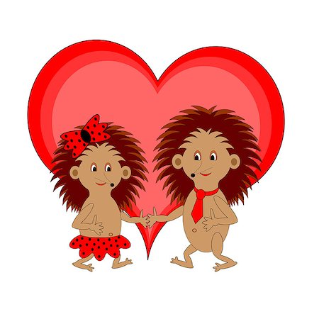 simsearch:400-07278599,k - A couple of funny cartoon hedgehogs with a red heart. Vector-art illustration on a white background Stockbilder - Microstock & Abonnement, Bildnummer: 400-07261628