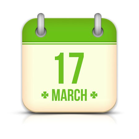 remember icon - Saint Patrick's day calendar icon with reflection Stock Photo - Budget Royalty-Free & Subscription, Code: 400-07261748