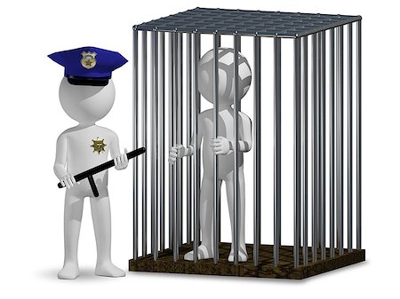 3d illustration of abstract cop and prisoner Stock Photo - Budget Royalty-Free & Subscription, Code: 400-07261904