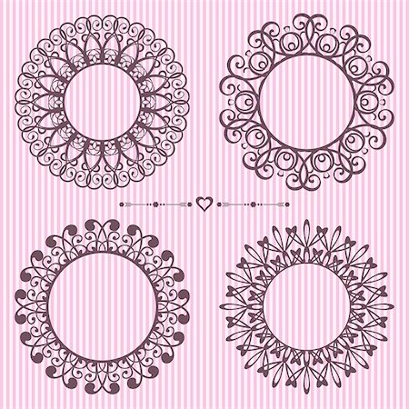 simsearch:400-07256607,k - Set of rounded vintage lace frame design elements Stock Photo - Budget Royalty-Free & Subscription, Code: 400-07261914