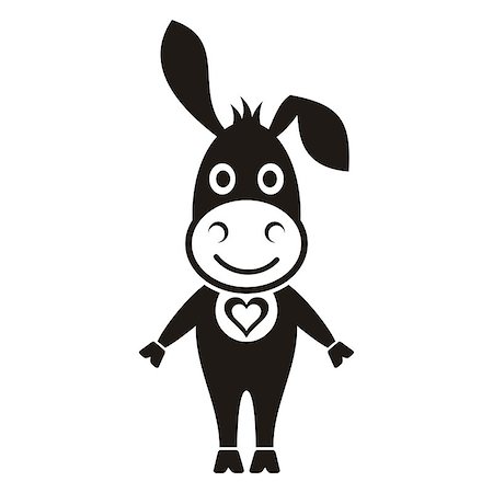 Cute black donkey icon with heart on white Stock Photo - Budget Royalty-Free & Subscription, Code: 400-07261910