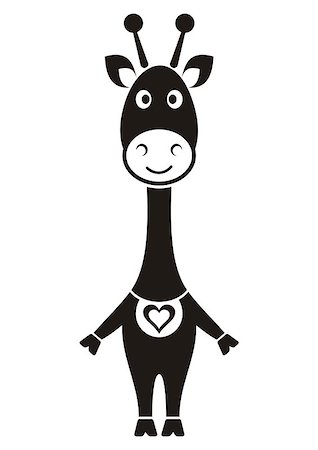 Cute black giraffe icon with heart on white Stock Photo - Budget Royalty-Free & Subscription, Code: 400-07261911