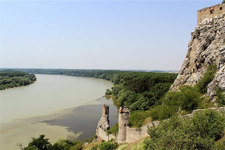 Devin castle Towers, View to Danube and Morava Rivers (near Bratislava at the border with Austria). Slavac Republic Foto de stock - Super Valor sin royalties y Suscripción, Código: 400-07261936