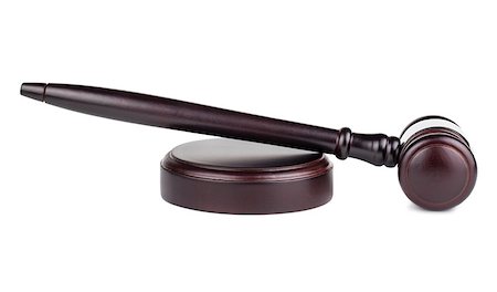 simsearch:400-04153303,k - Judges brown wooden gavel isolated on white background Foto de stock - Royalty-Free Super Valor e Assinatura, Número: 400-07261946