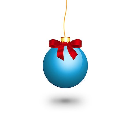 round ornament hanging of a tree - Blue christmas ball isolated on white background Stock Photo - Budget Royalty-Free & Subscription, Code: 400-07262038