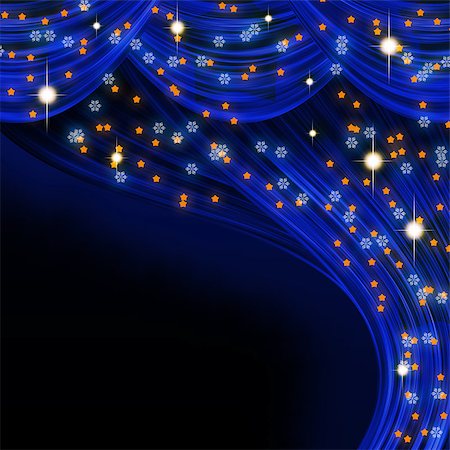 Christmas open curtain. Blue fabric, stars and snowflakes Stock Photo - Budget Royalty-Free & Subscription, Code: 400-07262051