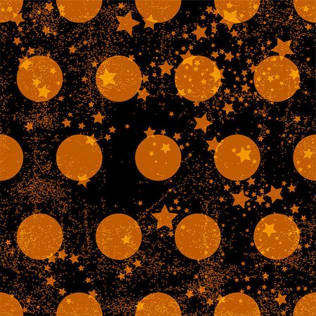 simsearch:400-07053213,k - Seamless grungy black pattern with orange polka dots and stars (vector EPS 10 Stock Photo - Budget Royalty-Free & Subscription, Code: 400-07262143