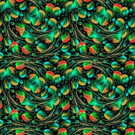 Seamless bright and beautiful pattern in green and orange color. Stockbilder - Microstock & Abonnement, Bildnummer: 400-07262229