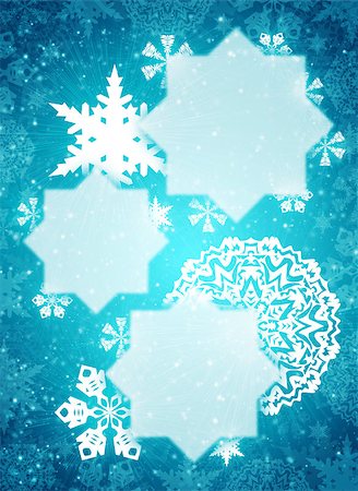 Christmas frame. White snowflakes on the blue background Stock Photo - Budget Royalty-Free & Subscription, Code: 400-07262317