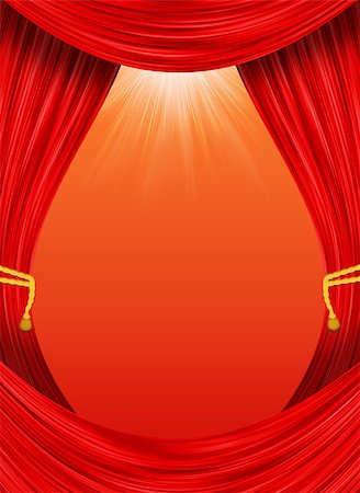 simsearch:400-06527401,k - Open curtain. Red fabric and yellow garter belt Stock Photo - Budget Royalty-Free & Subscription, Code: 400-07262328