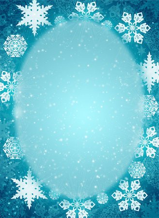 Christmas frame. White snowflakes on the blue background Stock Photo - Budget Royalty-Free & Subscription, Code: 400-07262334