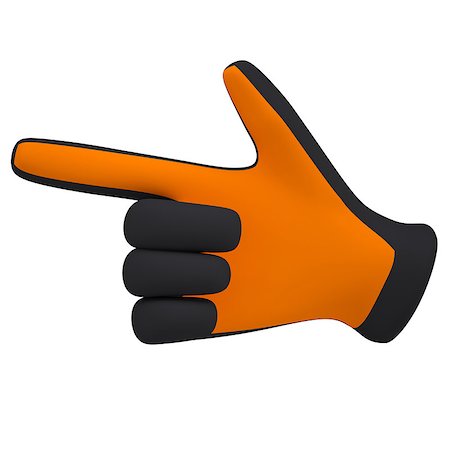 Black and orange gloves. Forefinger shows. 3d render isolated on white background Stock Photo - Budget Royalty-Free & Subscription, Code: 400-07262336